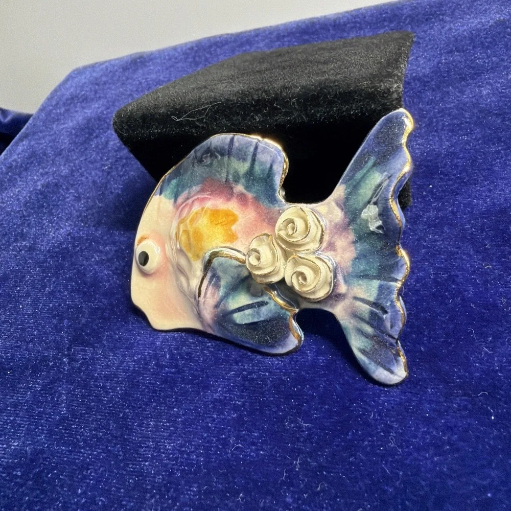 Vintage Ceramic Fish pin, very unusual